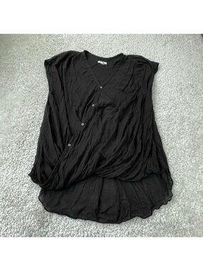 Helmut Lang Surplice Wrap Blouse Black Womens Large